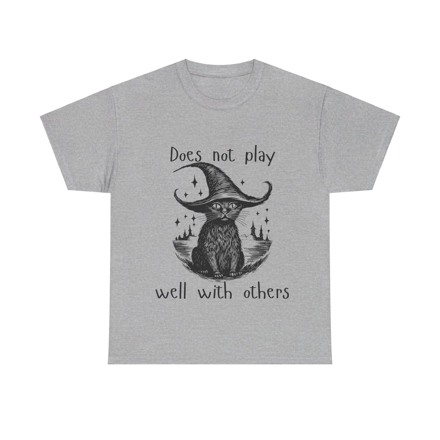 Does not play well with others cat - Unisex Heavy Cotton Tee