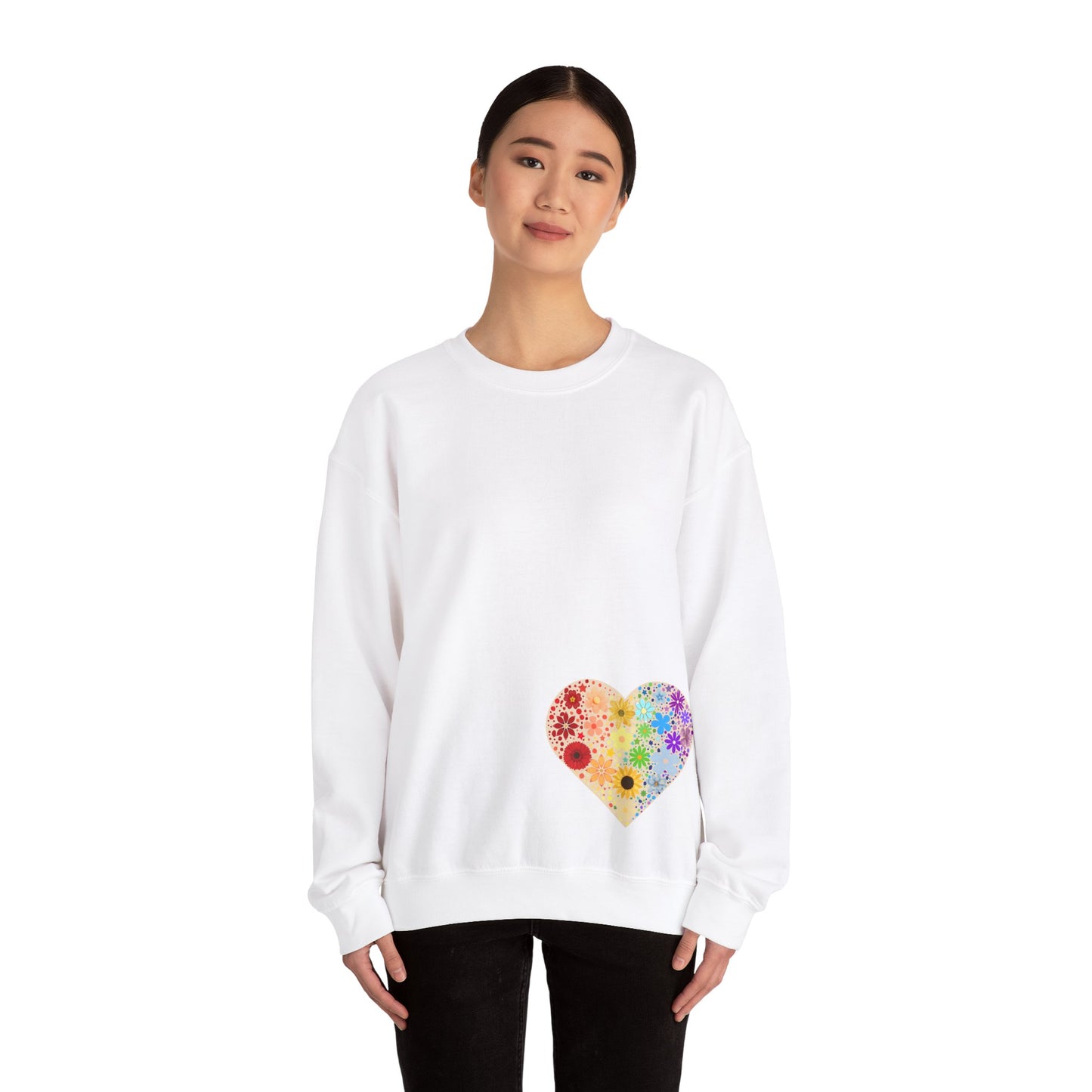 Flower Heart Unisex Heavy Blend™ Crewneck Sweatshirt