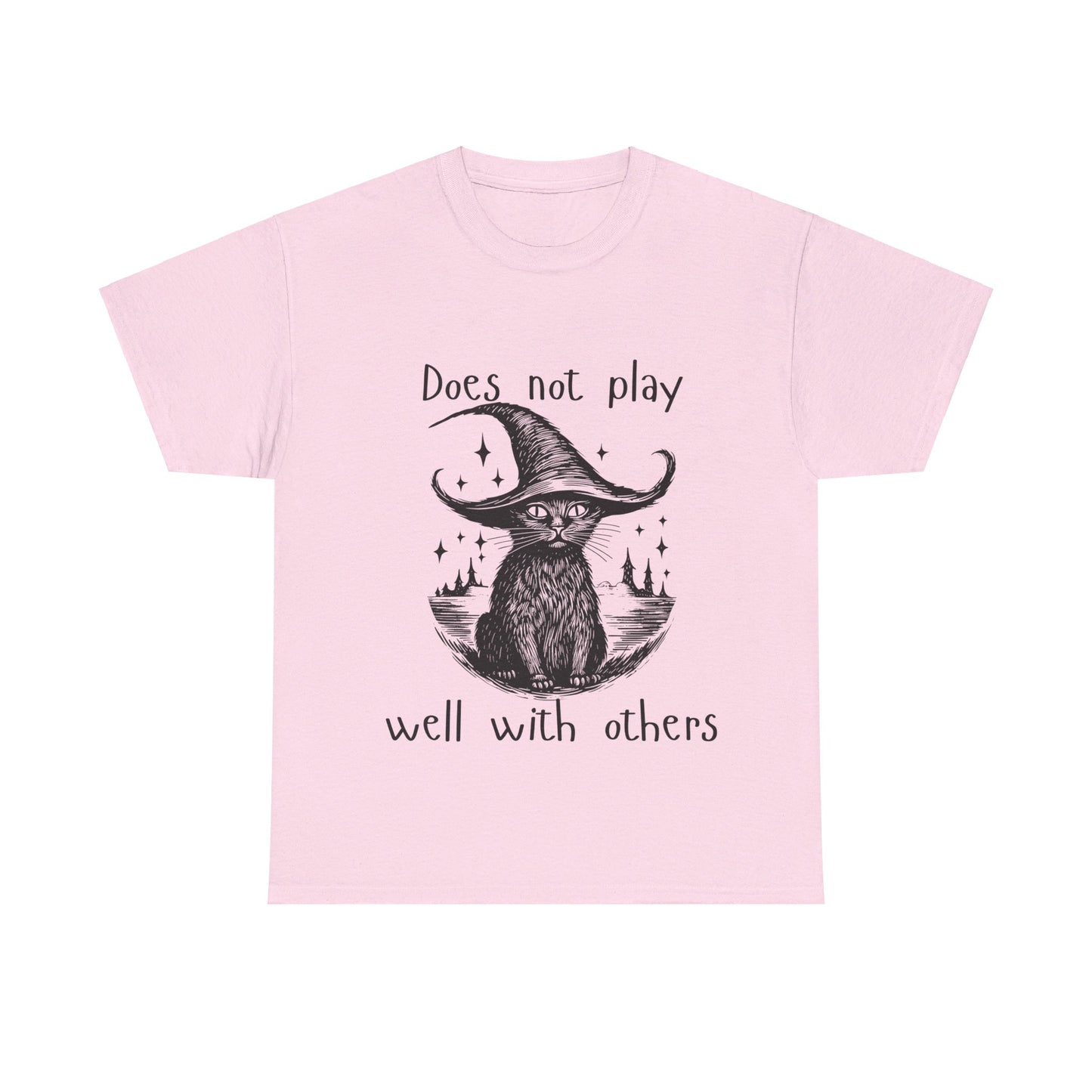 Does not play well with others cat - Unisex Heavy Cotton Tee