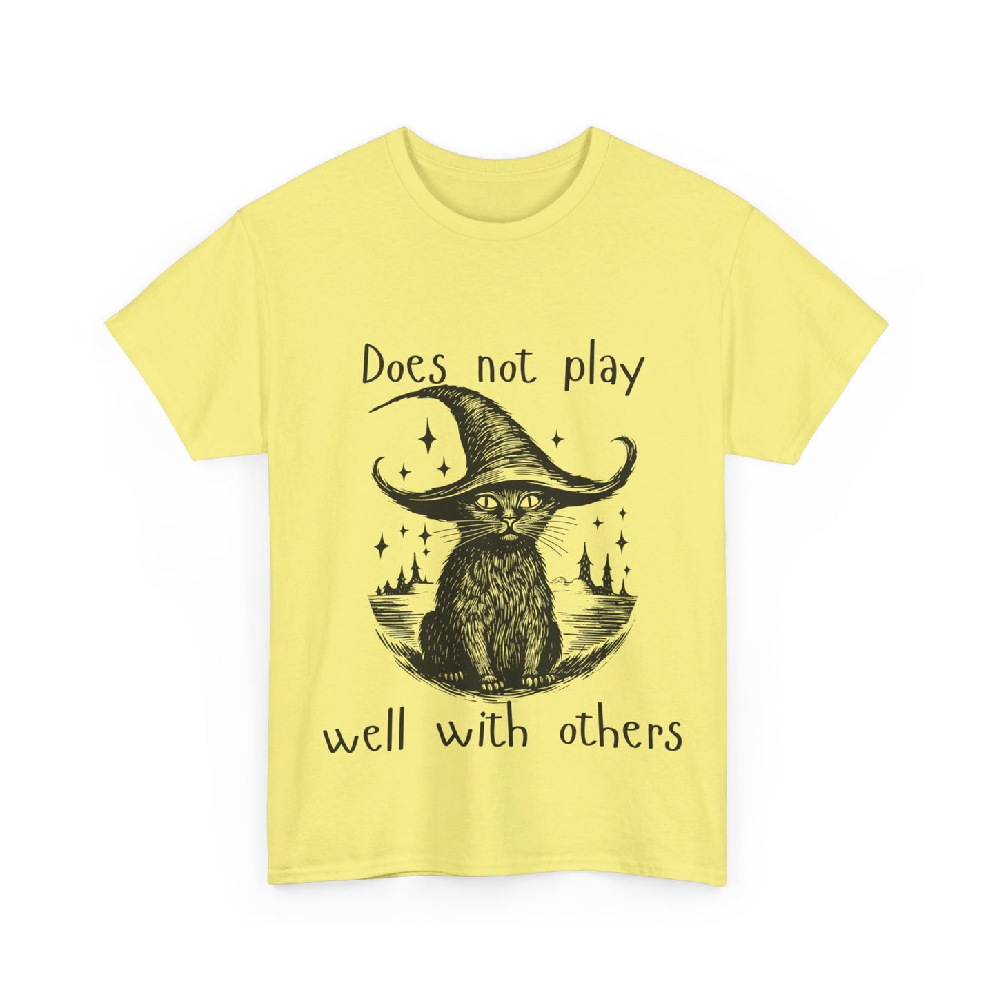 Does not play well with others cat - Unisex Heavy Cotton Tee