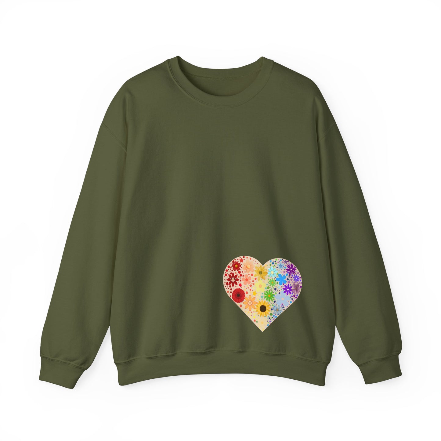 Flower Heart Unisex Heavy Blend™ Crewneck Sweatshirt