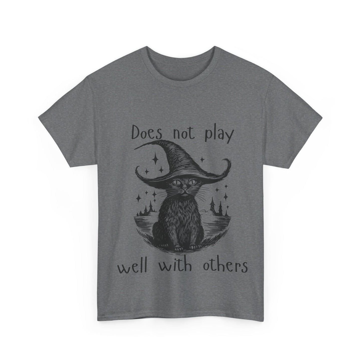 Does not play well with others cat - Unisex Heavy Cotton Tee