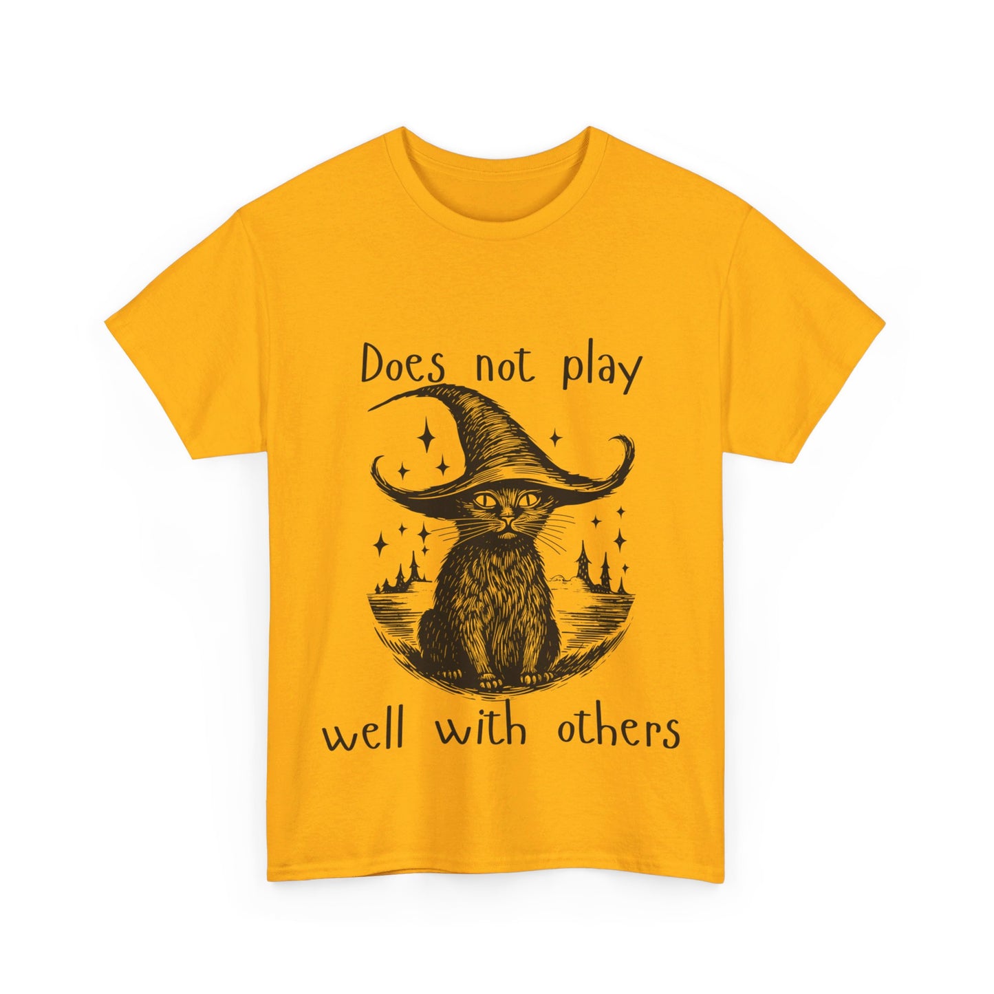 Does not play well with others cat - Unisex Heavy Cotton Tee