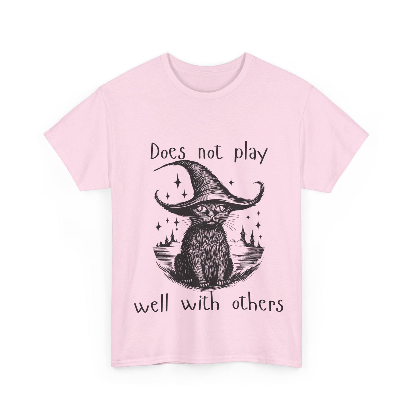 Does not play well with others cat - Unisex Heavy Cotton Tee