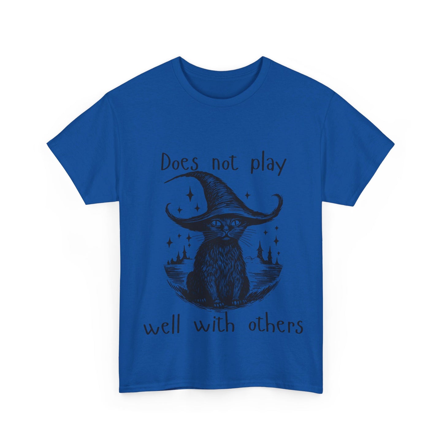 Does not play well with others cat - Unisex Heavy Cotton Tee