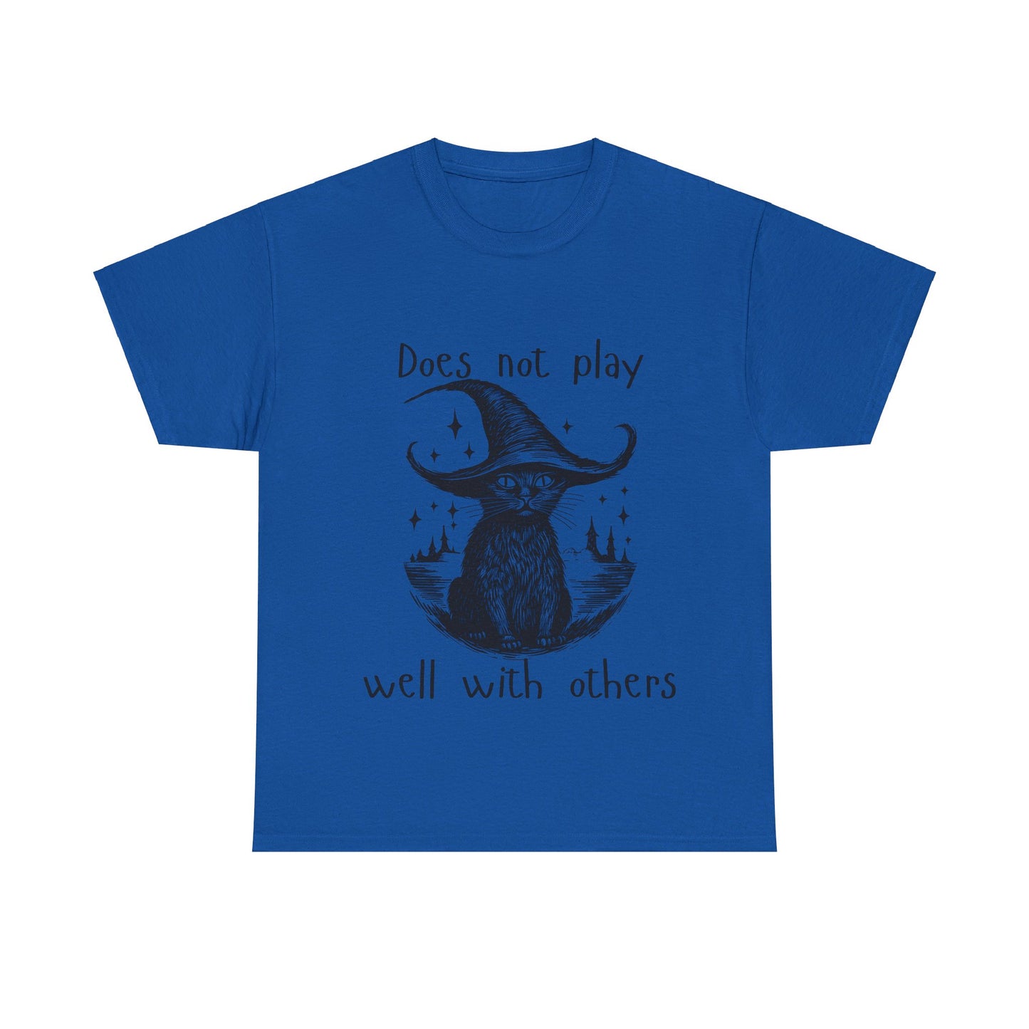 Does not play well with others cat - Unisex Heavy Cotton Tee