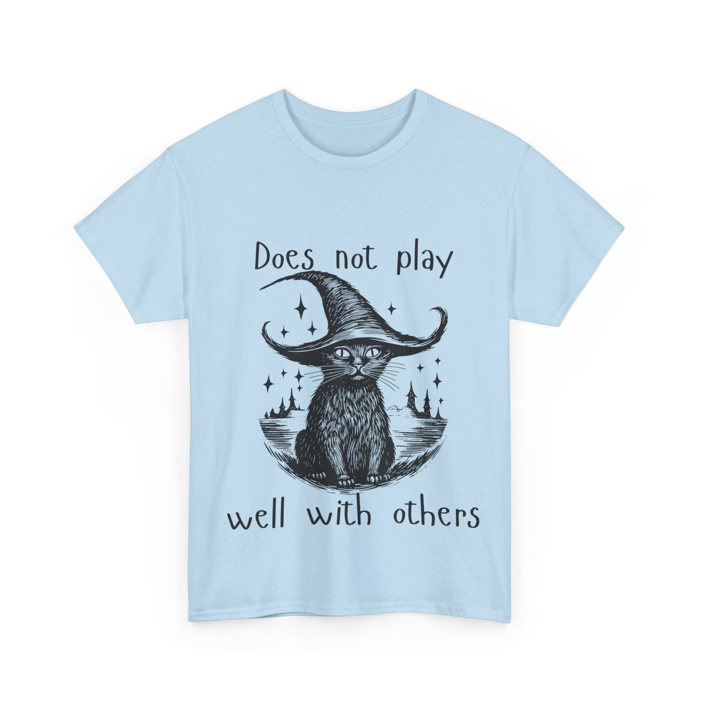 Does not play well with others cat - Unisex Heavy Cotton Tee