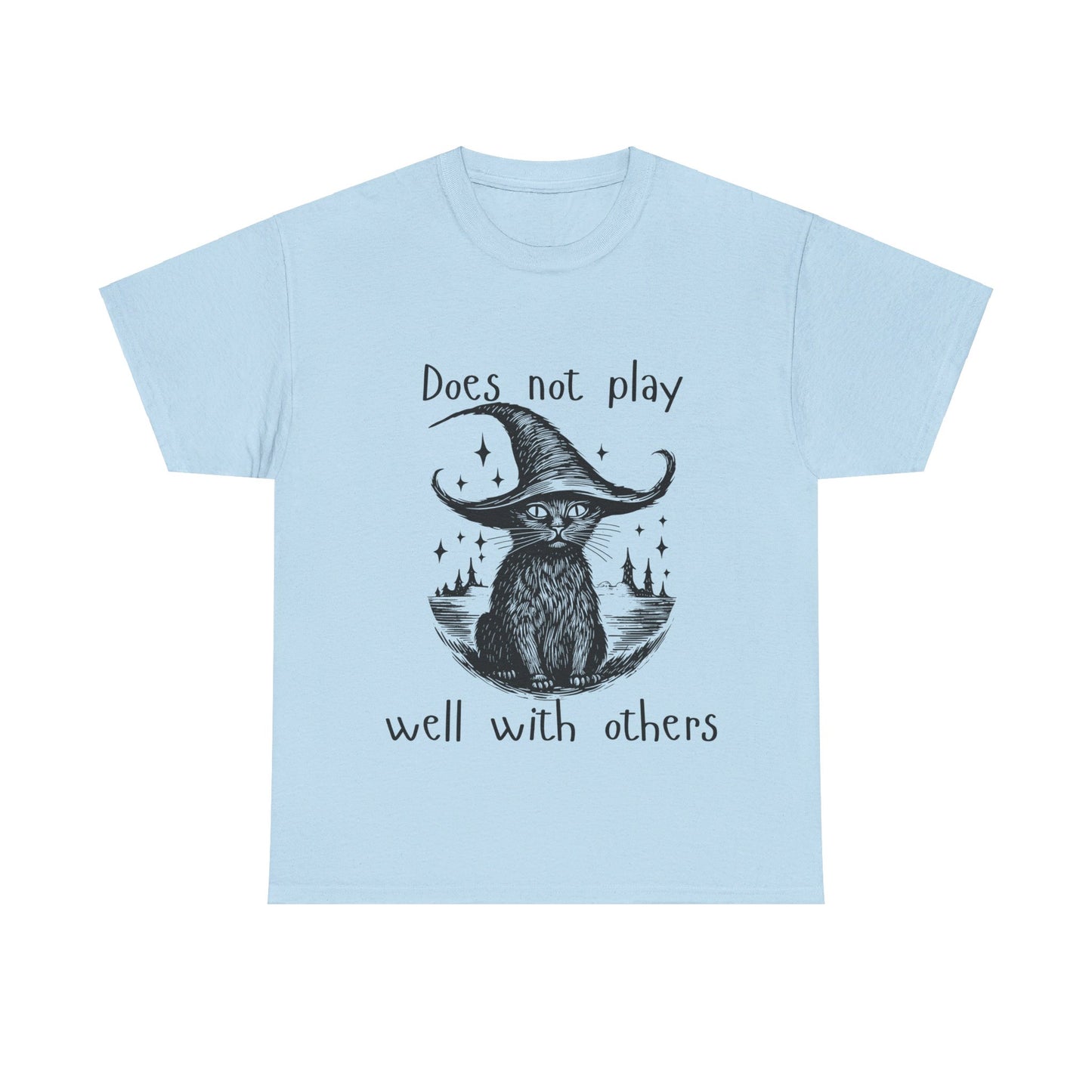 Does not play well with others cat - Unisex Heavy Cotton Tee