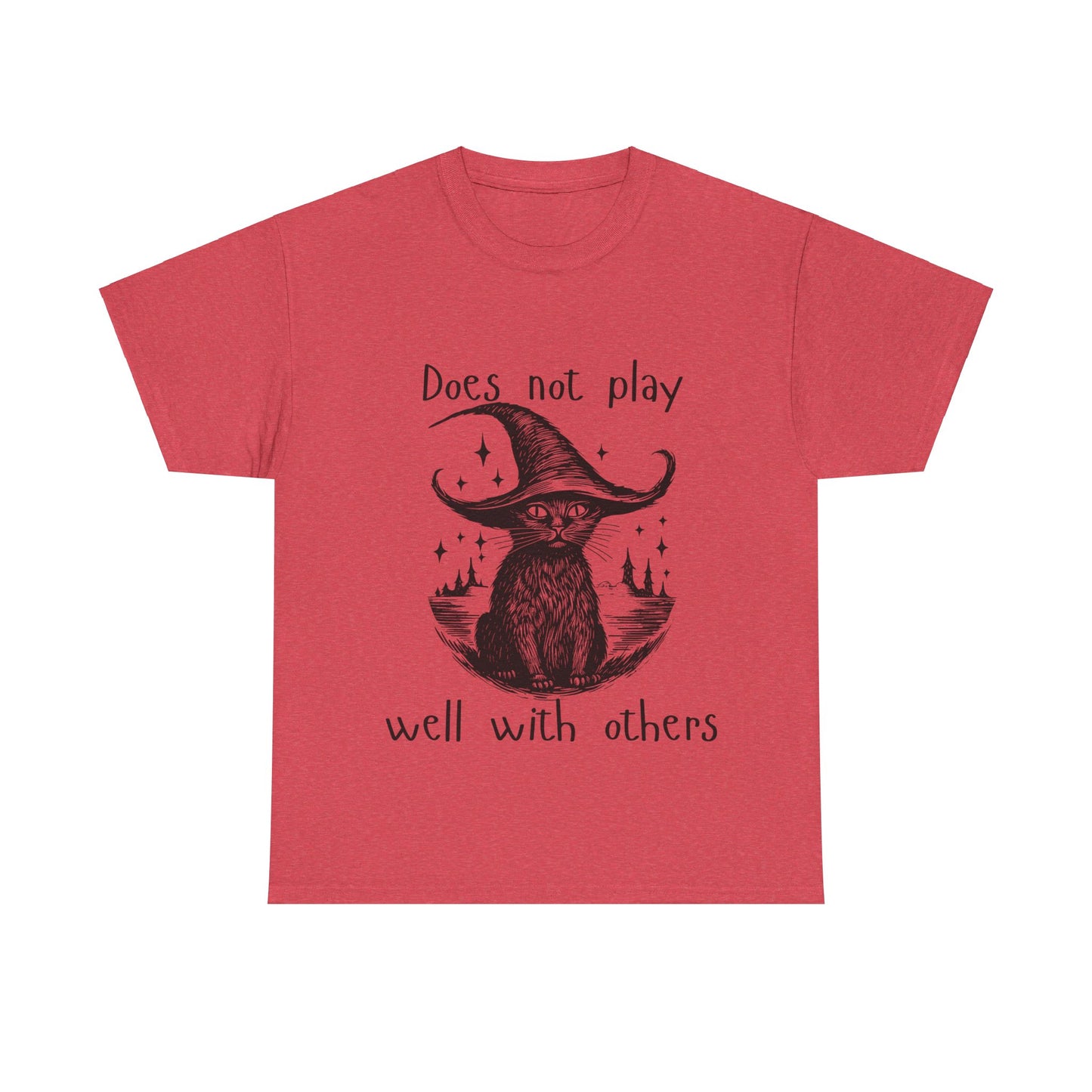 Does not play well with others cat - Unisex Heavy Cotton Tee