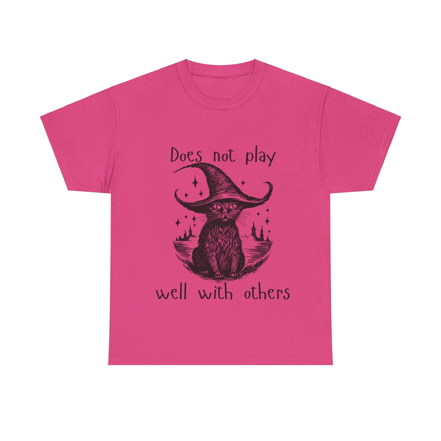 Does not play well with others cat - Unisex Heavy Cotton Tee