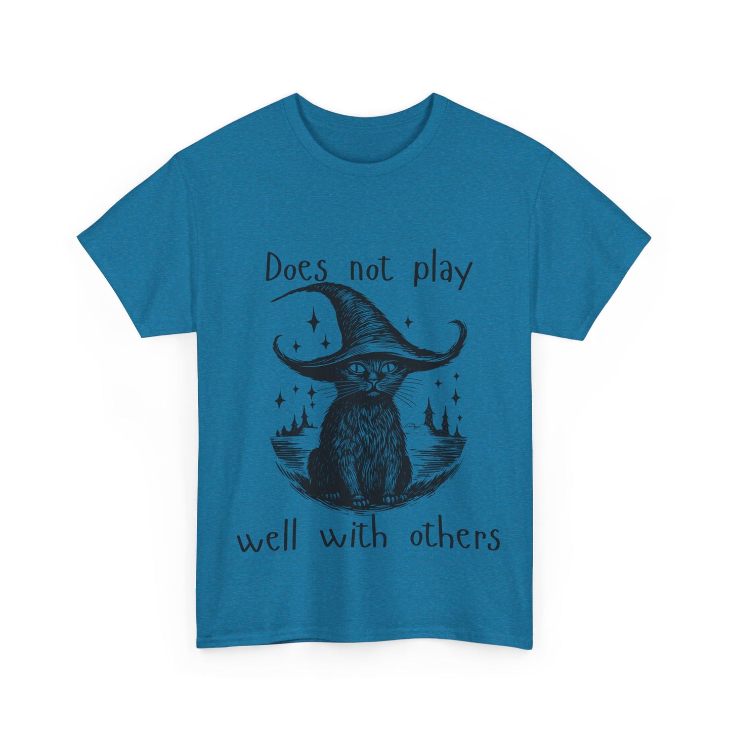 Does not play well with others cat - Unisex Heavy Cotton Tee