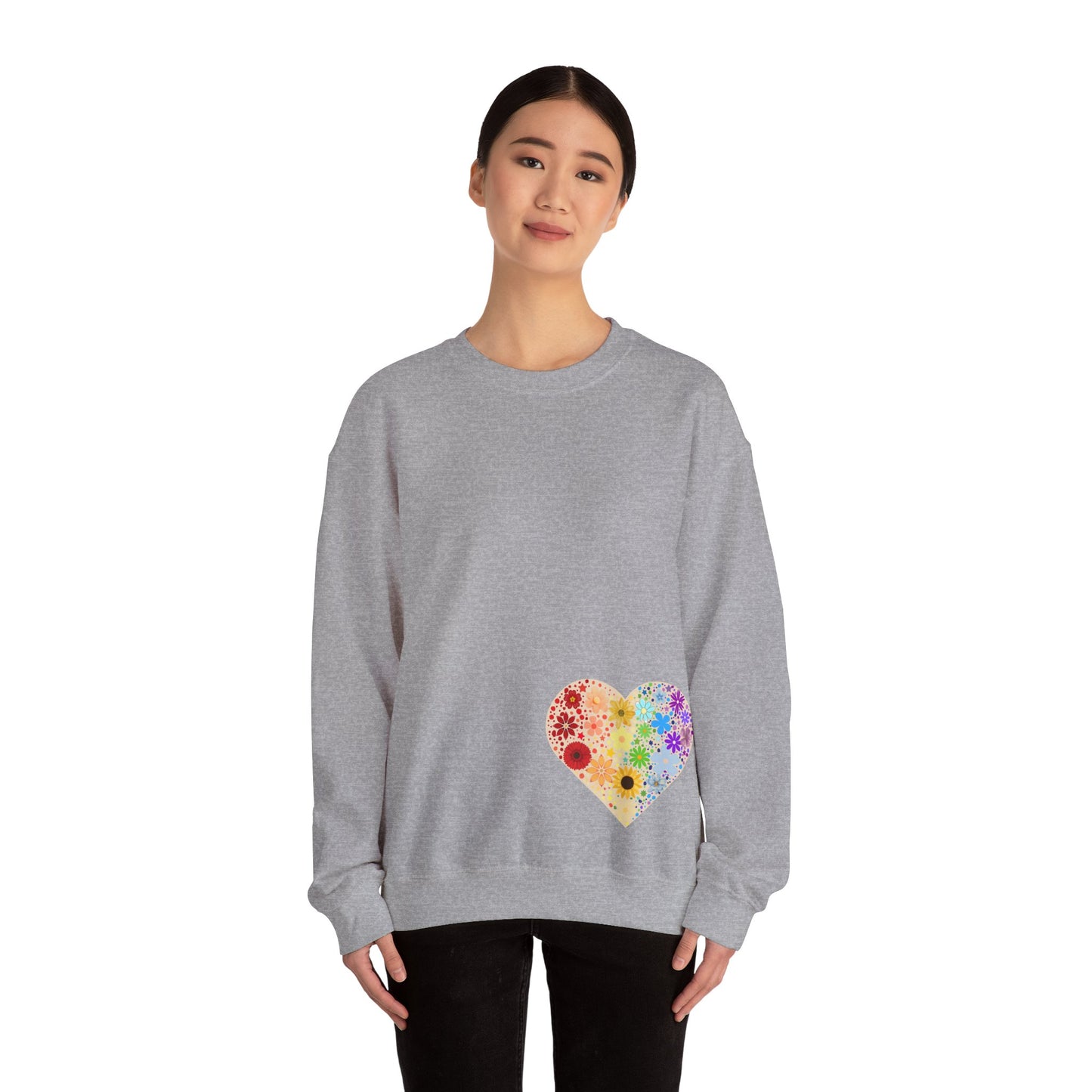 Flower Heart Unisex Heavy Blend™ Crewneck Sweatshirt