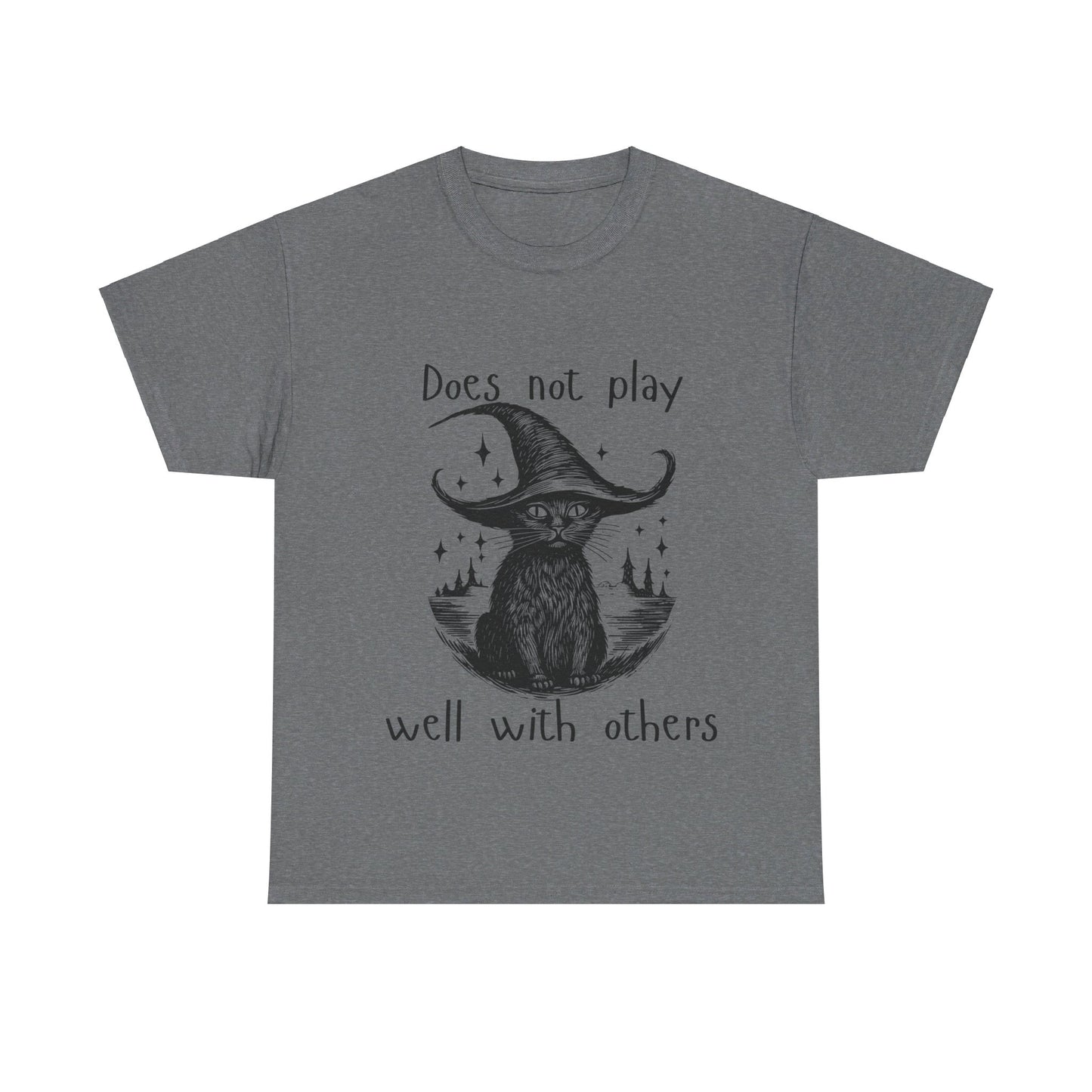 Does not play well with others cat - Unisex Heavy Cotton Tee