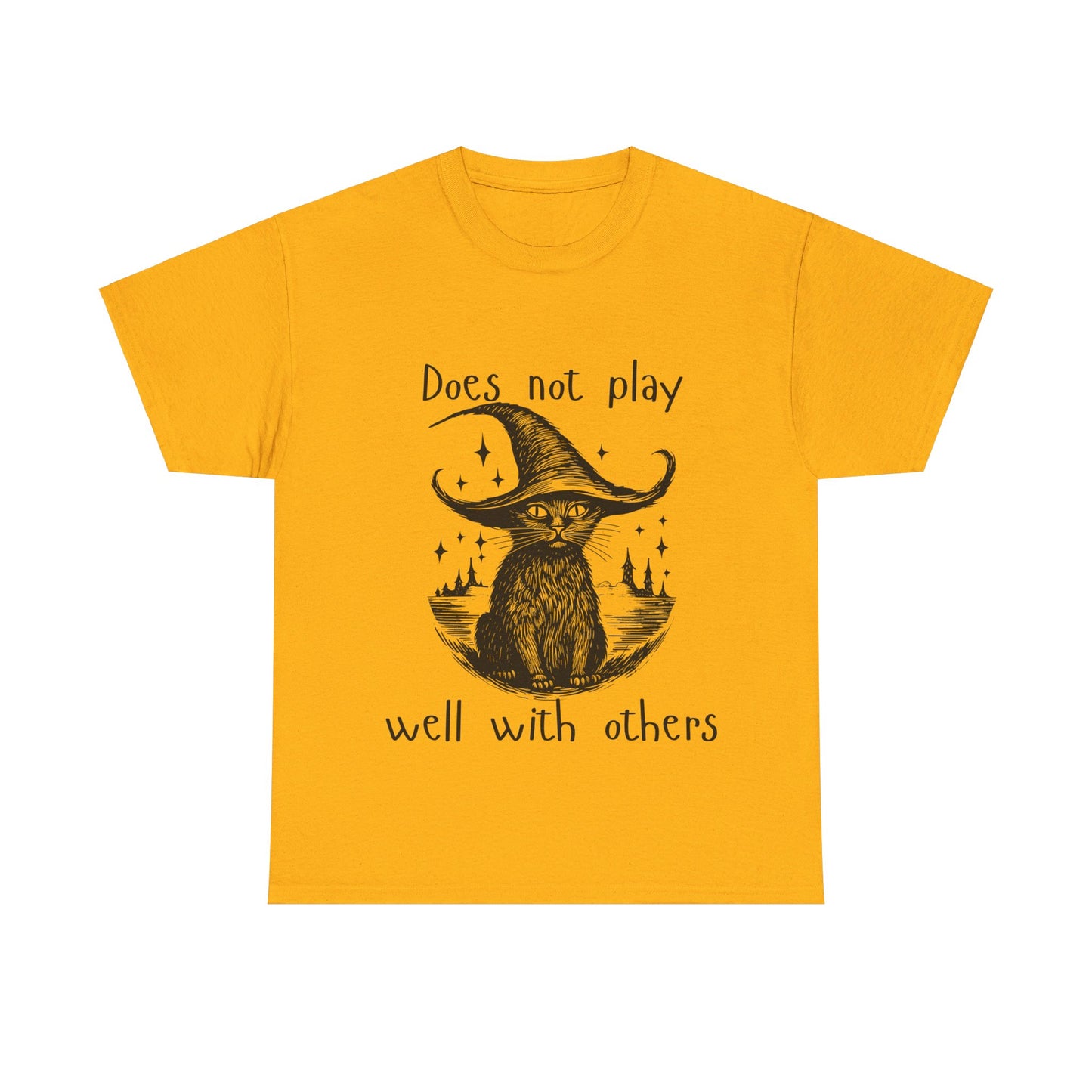 Does not play well with others cat - Unisex Heavy Cotton Tee