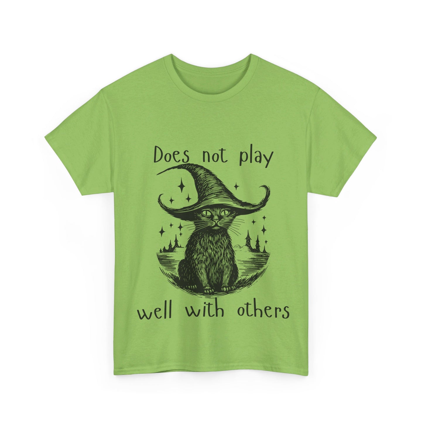 Does not play well with others cat - Unisex Heavy Cotton Tee