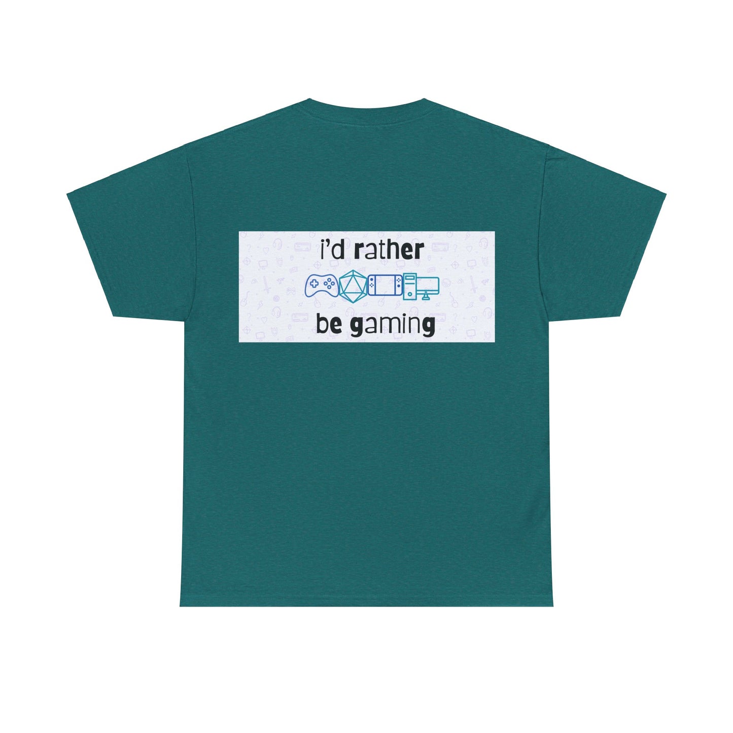 I'd rather be gaming - back - Unisex Heavy Cotton Tee