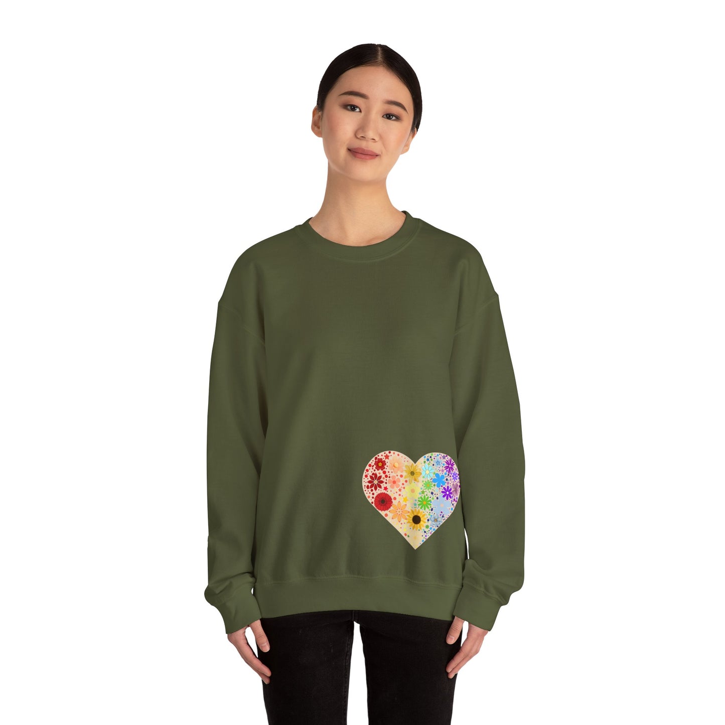 Flower Heart Unisex Heavy Blend™ Crewneck Sweatshirt