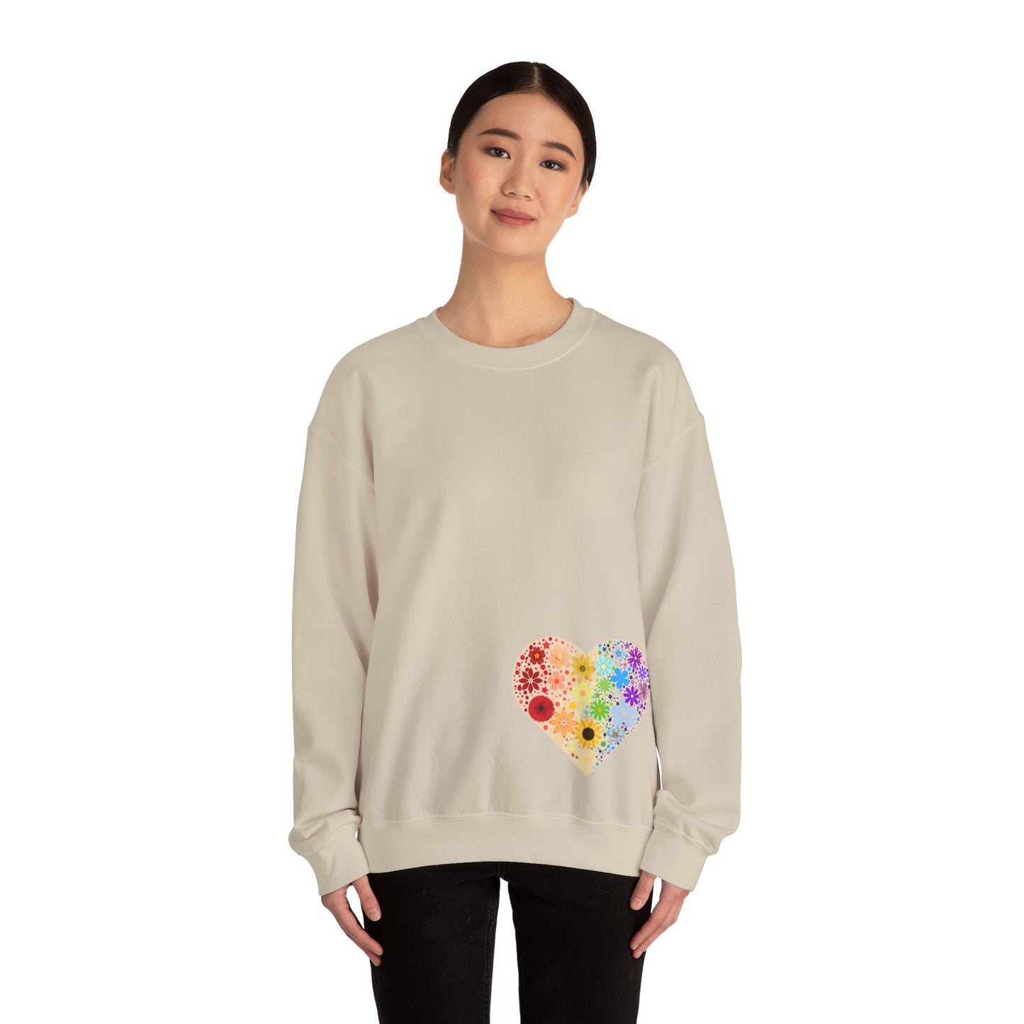 Flower Heart Unisex Heavy Blend™ Crewneck Sweatshirt