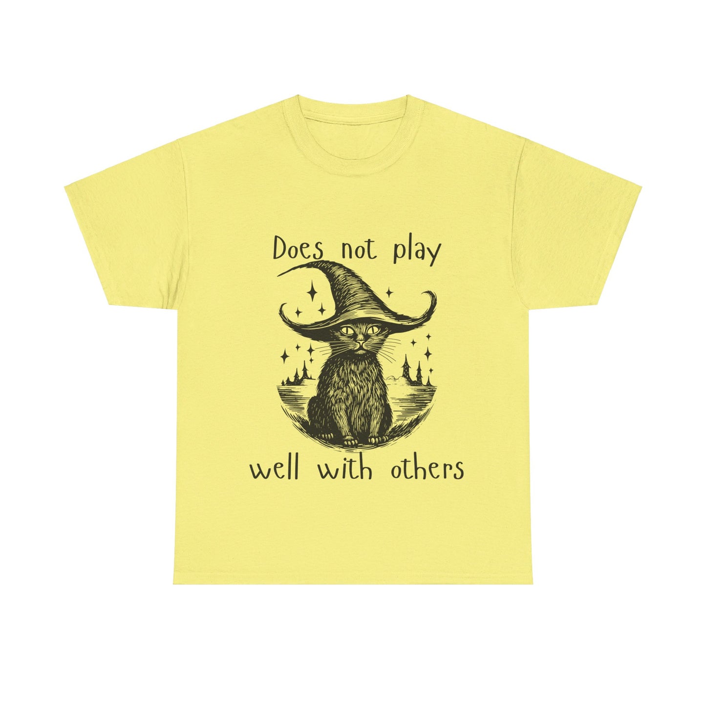 Does not play well with others cat - Unisex Heavy Cotton Tee