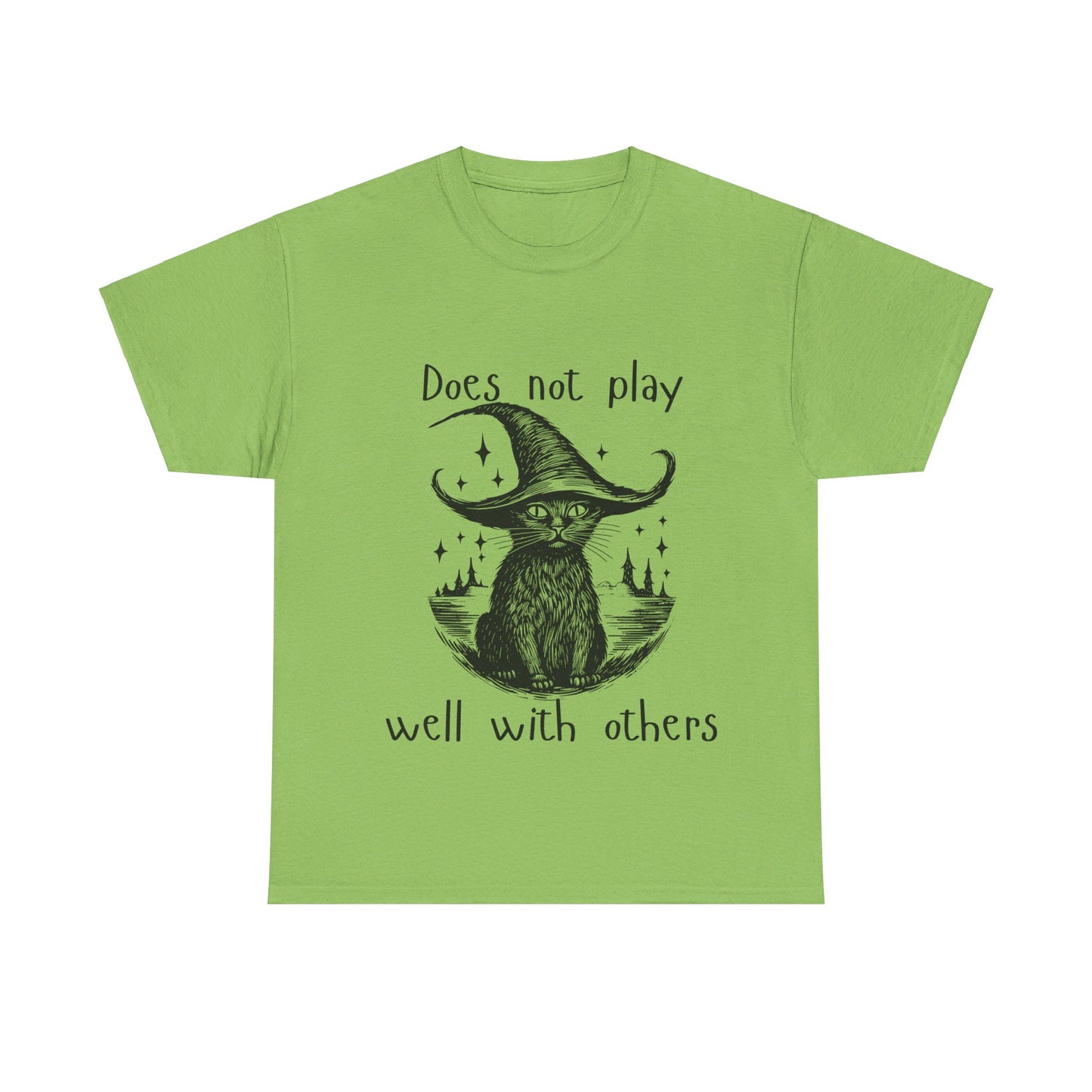 Does not play well with others cat - Unisex Heavy Cotton Tee