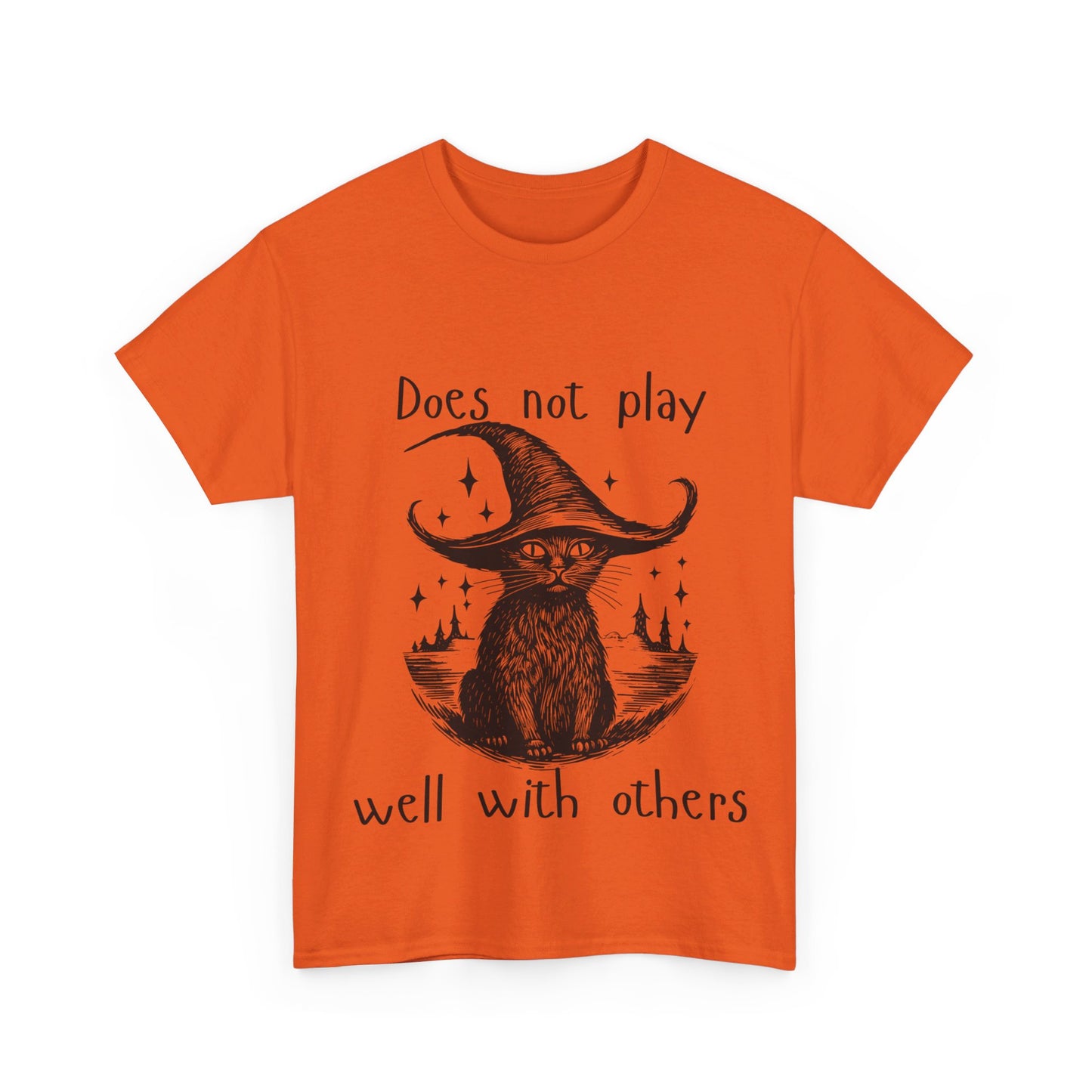 Does not play well with others cat - Unisex Heavy Cotton Tee