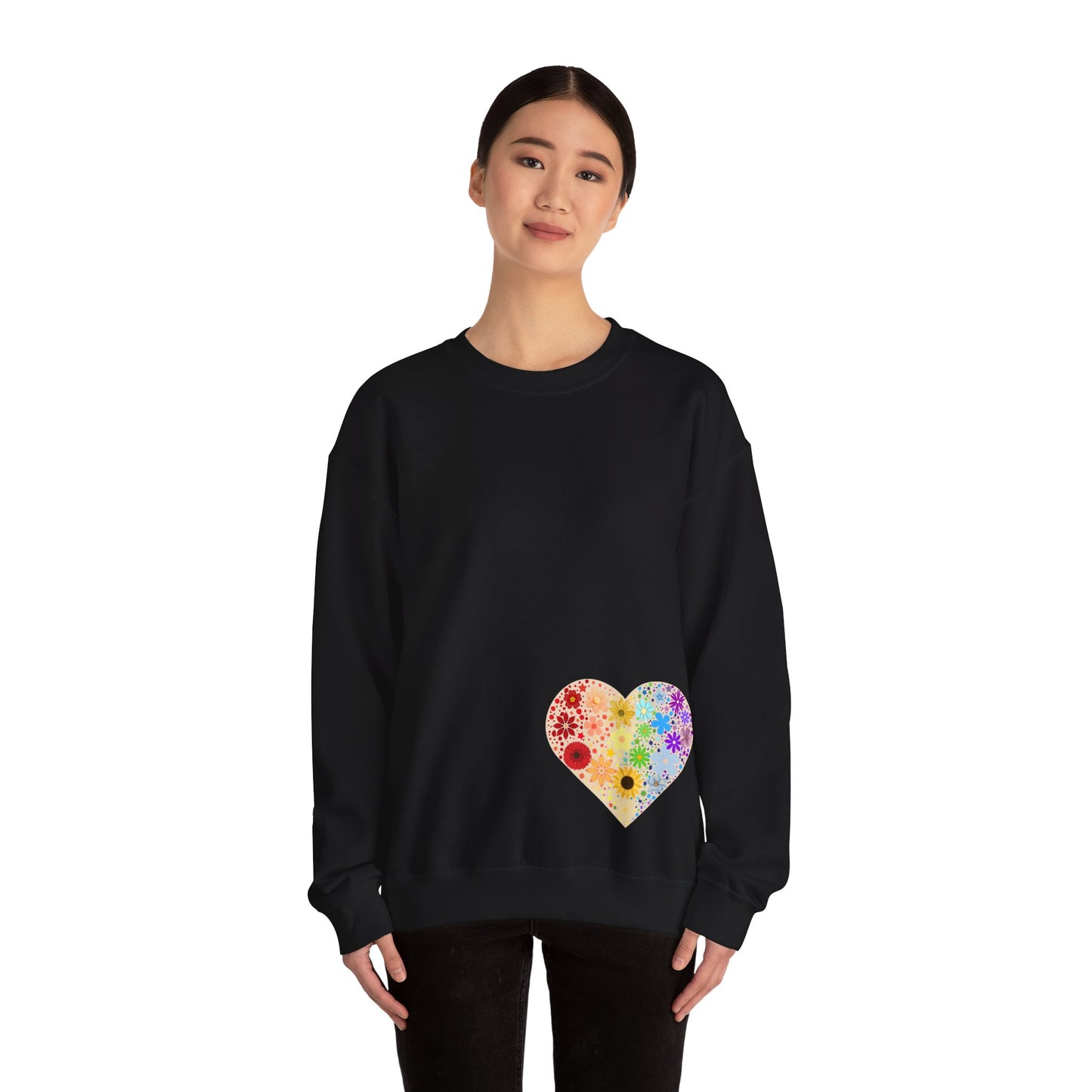 Flower Heart Unisex Heavy Blend™ Crewneck Sweatshirt