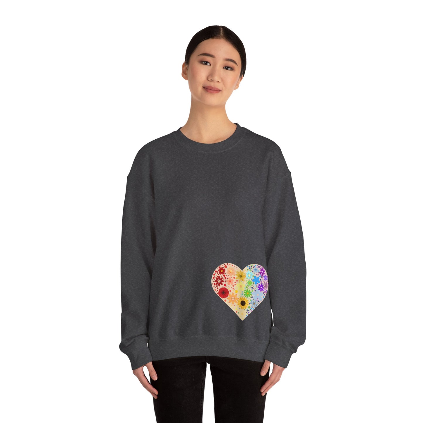 Flower Heart Unisex Heavy Blend™ Crewneck Sweatshirt