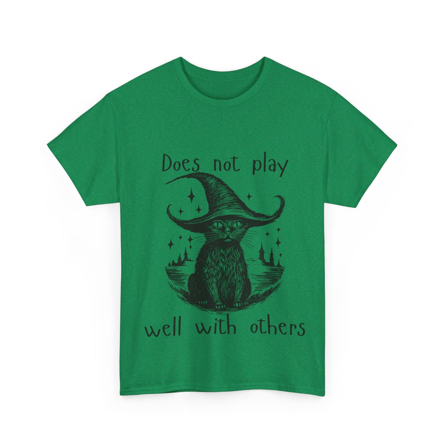 Does not play well with others cat - Unisex Heavy Cotton Tee