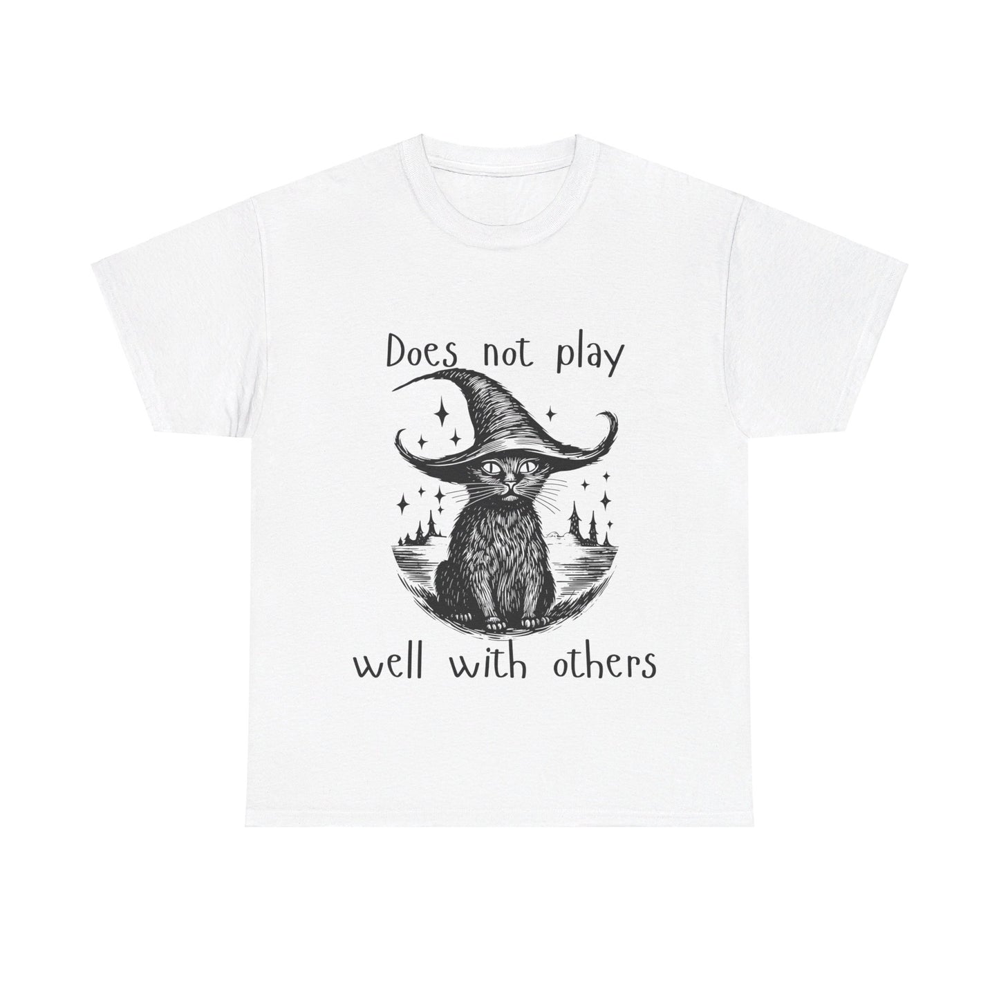 Does not play well with others cat - Unisex Heavy Cotton Tee