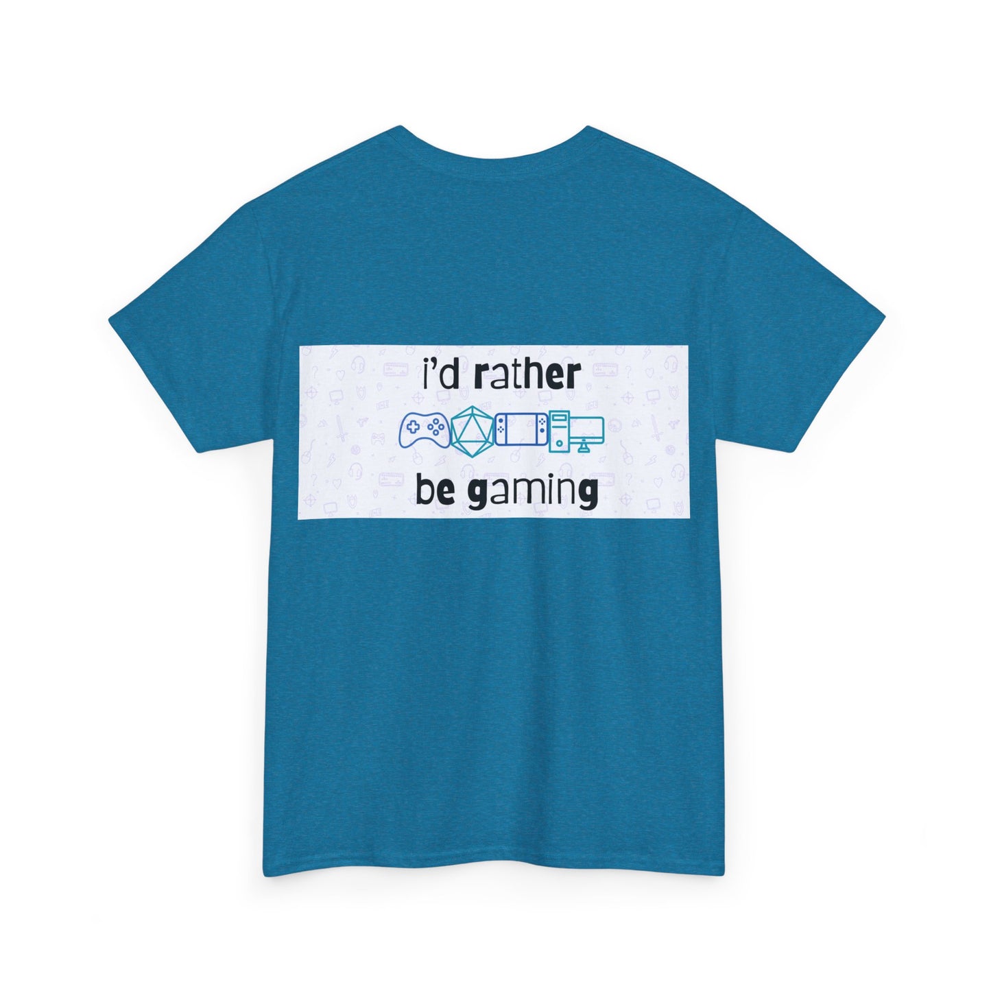 I'd rather be gaming - back - Unisex Heavy Cotton Tee