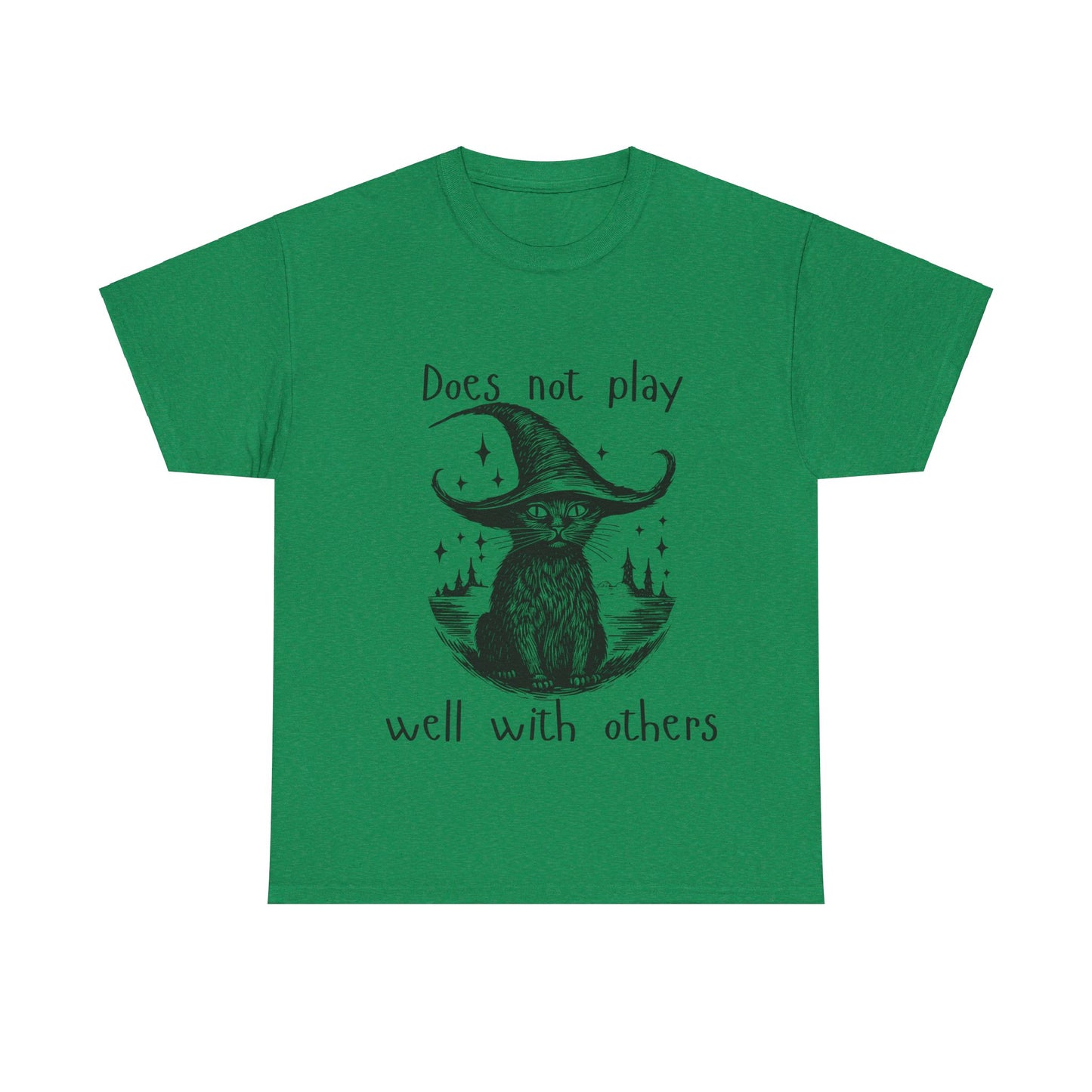 Does not play well with others cat - Unisex Heavy Cotton Tee