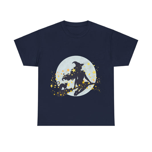 Flying Witch Unisex Heavy Cotton Tee