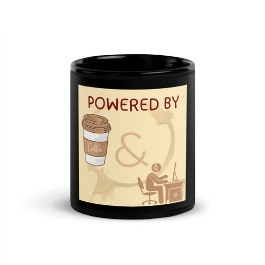 Power by Coffee and Gaming Black Glossy Mug