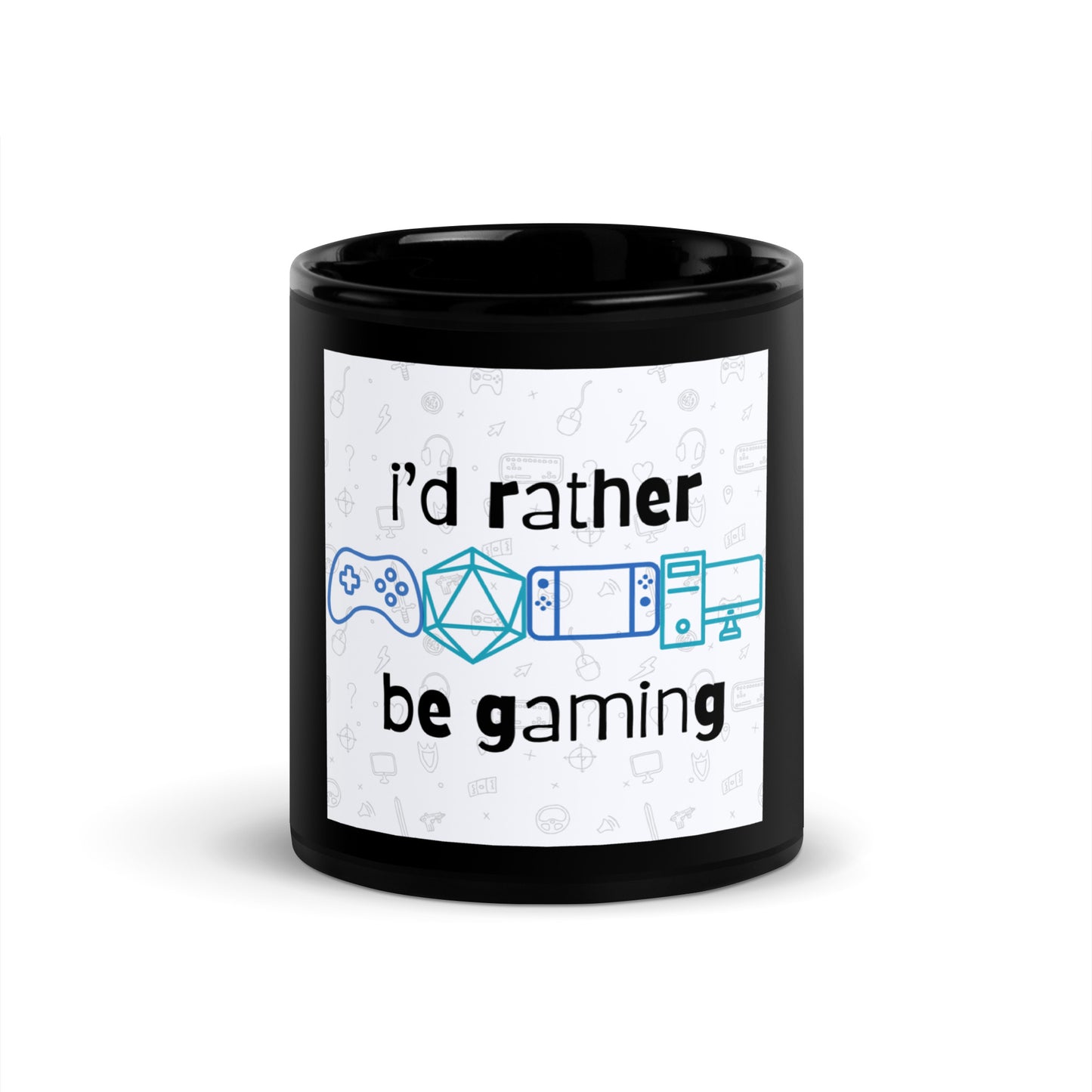 I'd rather be gaming Black Glossy Mug