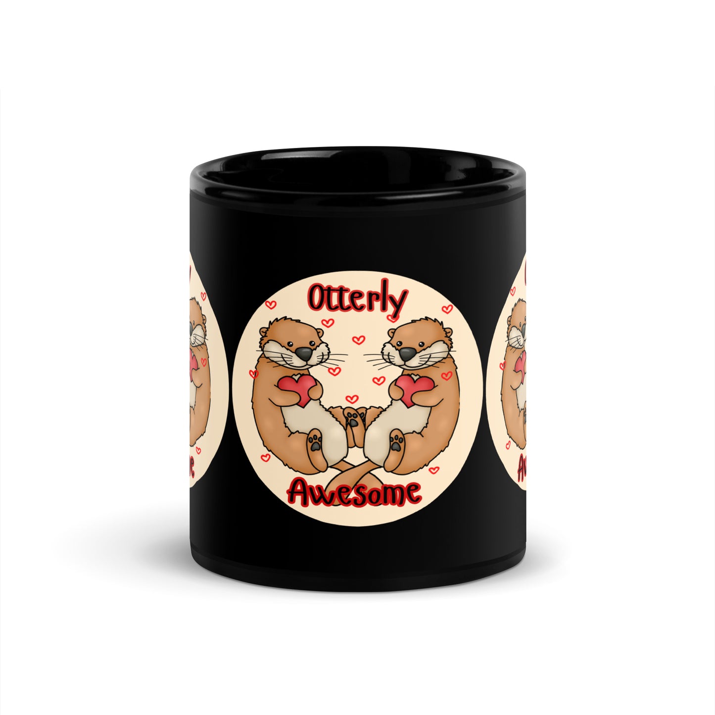 Otterly Awesome Black Glossy Mug