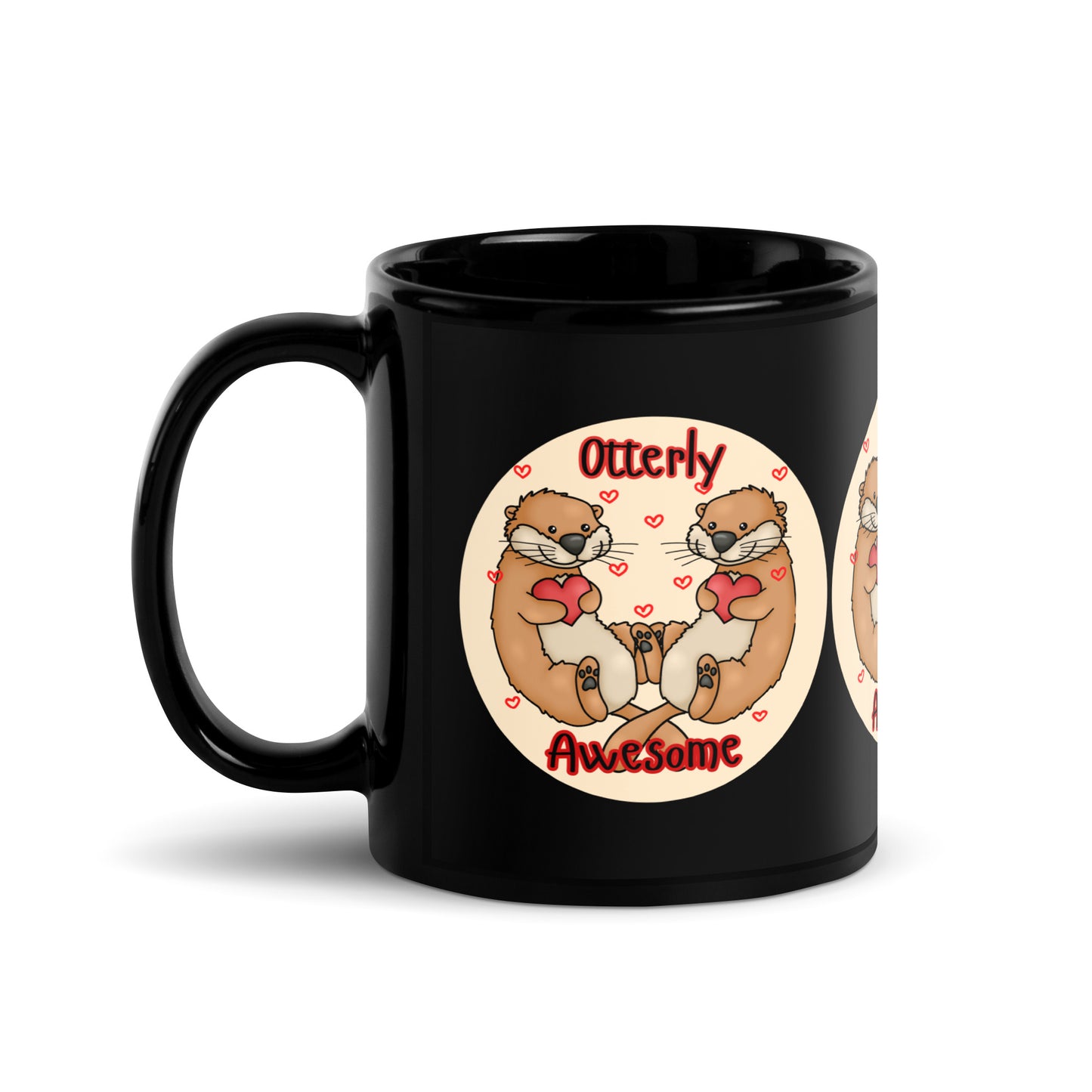 Otterly Awesome Black Glossy Mug