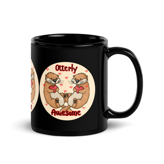 Otterly Awesome Black Glossy Mug