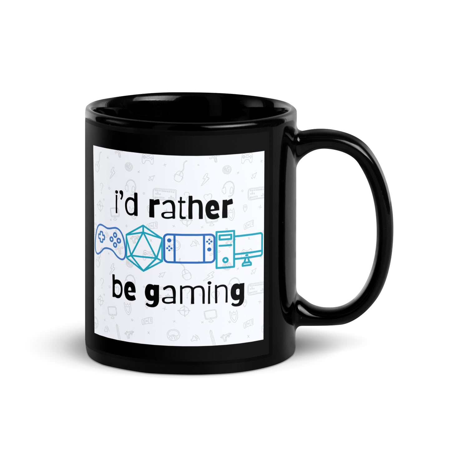 I'd rather be gaming Black Glossy Mug