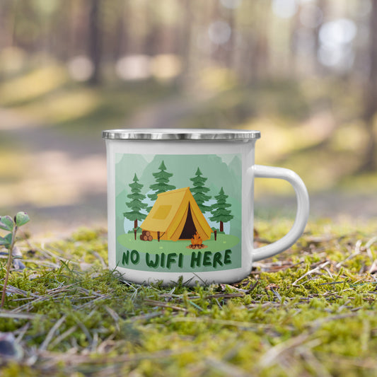 No wifi here Enamel Mug