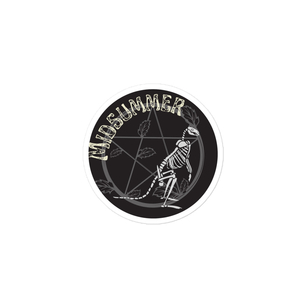 B&W Midsummer sabbat sticker with kanagroo skeleton