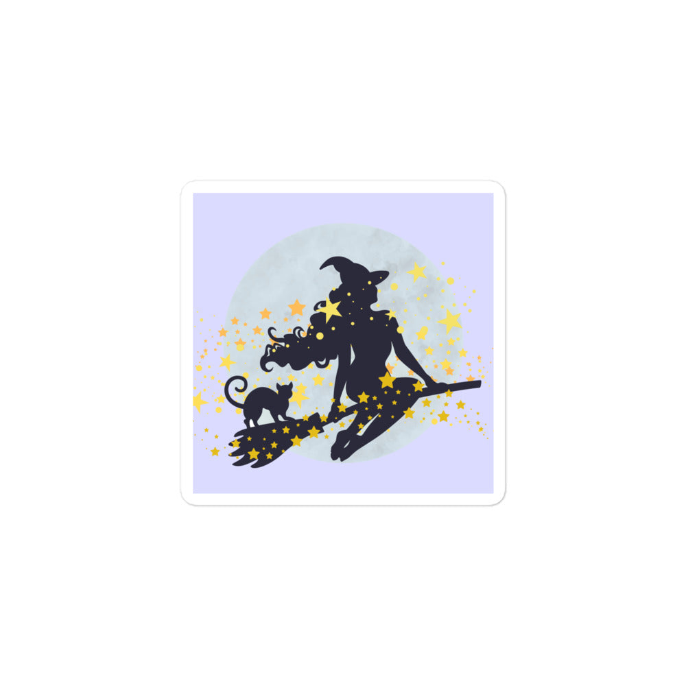 Witch on a broomstick sticker