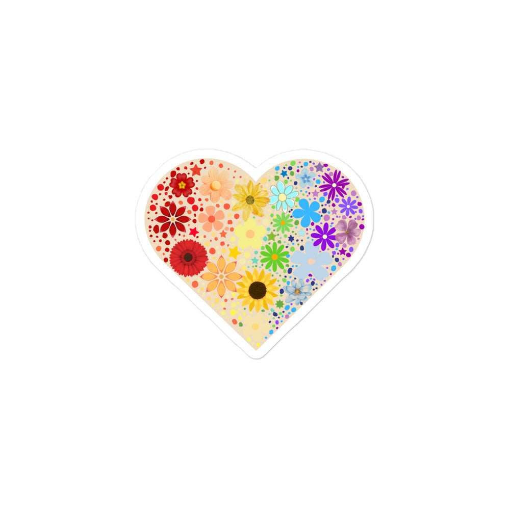 Flower heart sticker