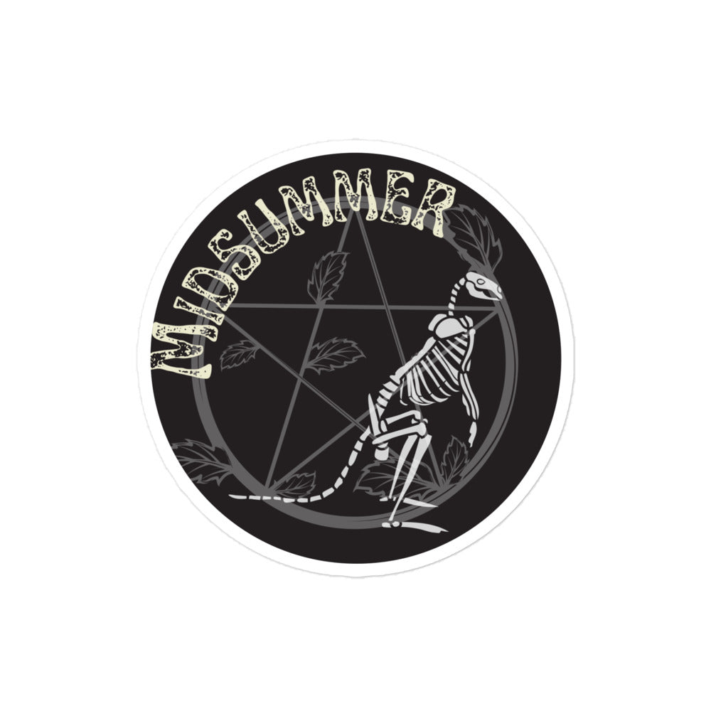 B&W Midsummer sabbat sticker with kanagroo skeleton