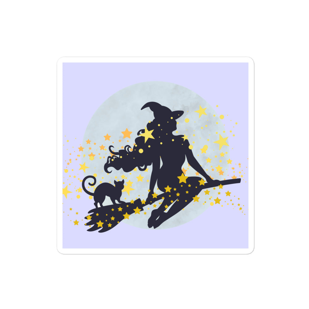 Witch on a broomstick sticker