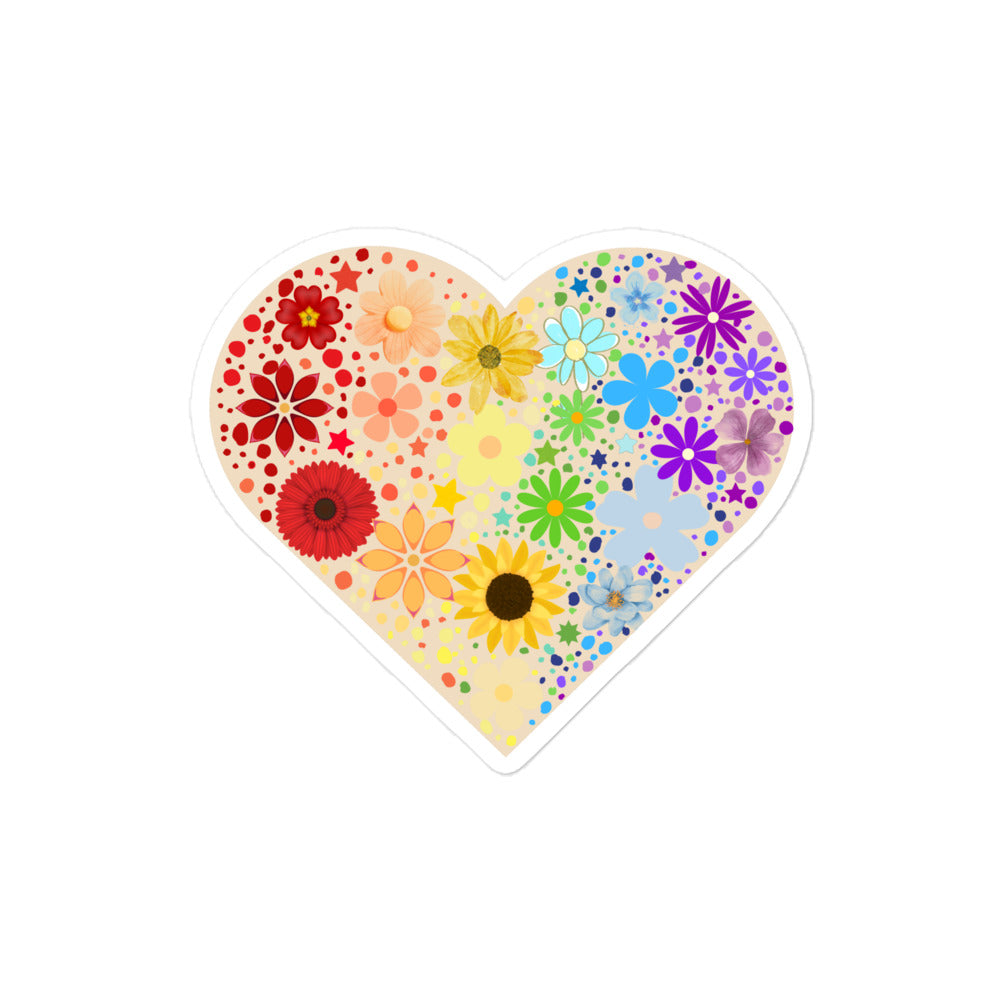 Flower heart sticker