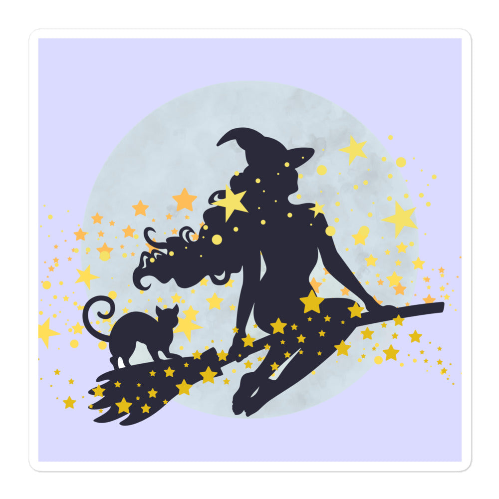 Witch on a broomstick sticker