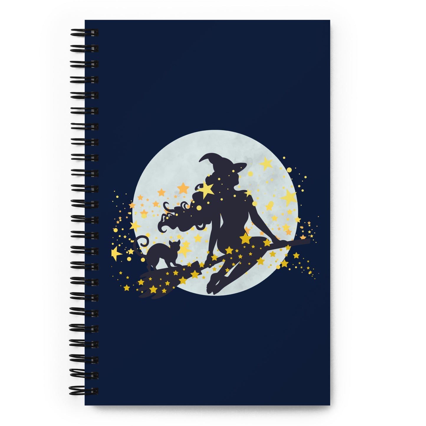 Flying witch on broomstick Spiral notebook