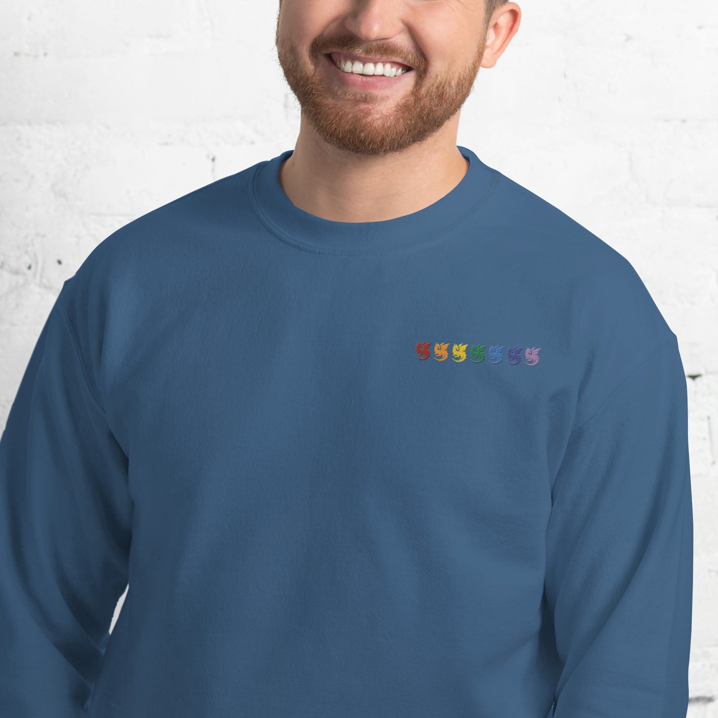 Rainbow Dragons Embroidered Unisex Sweatshirt