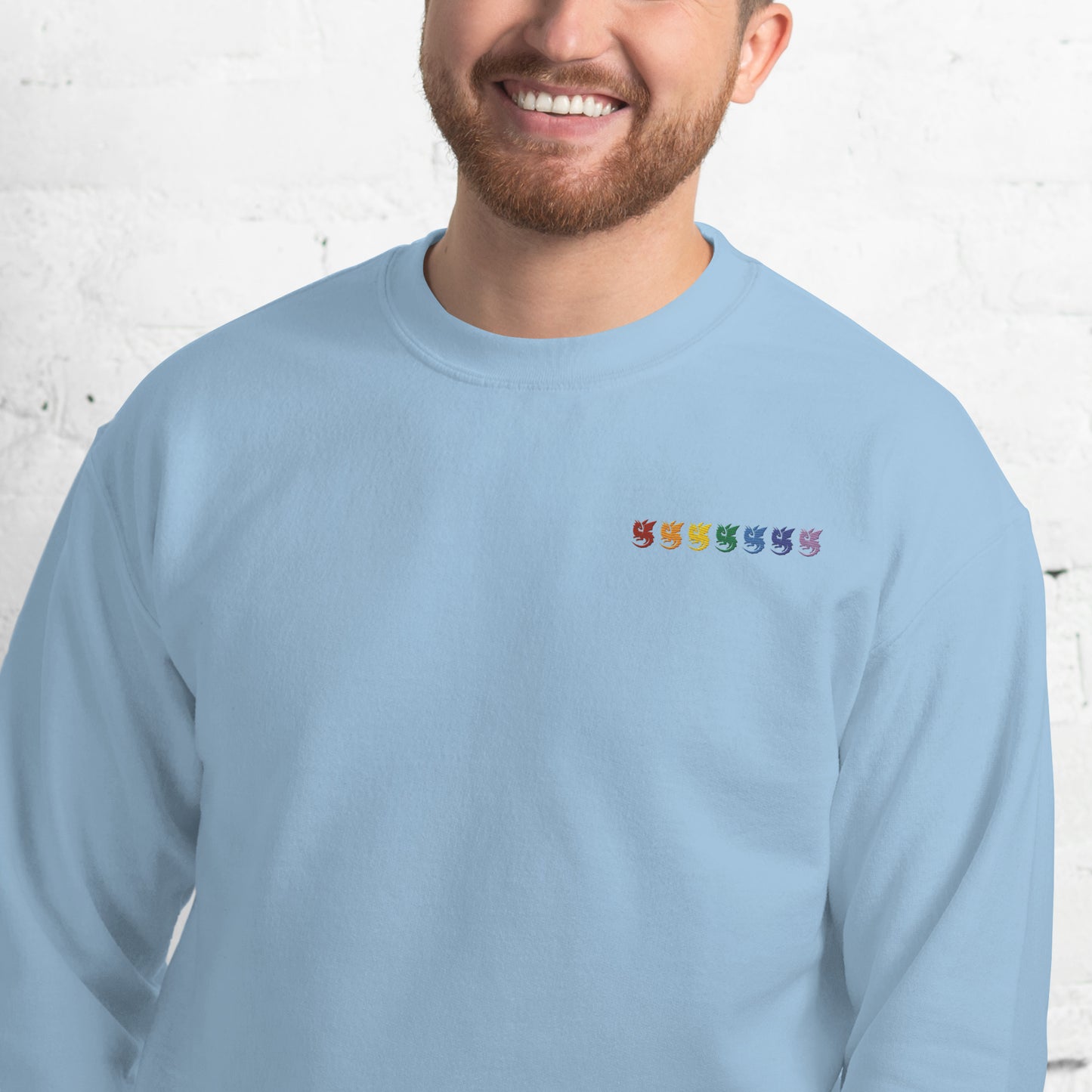 Rainbow Dragons Embroidered Unisex Sweatshirt