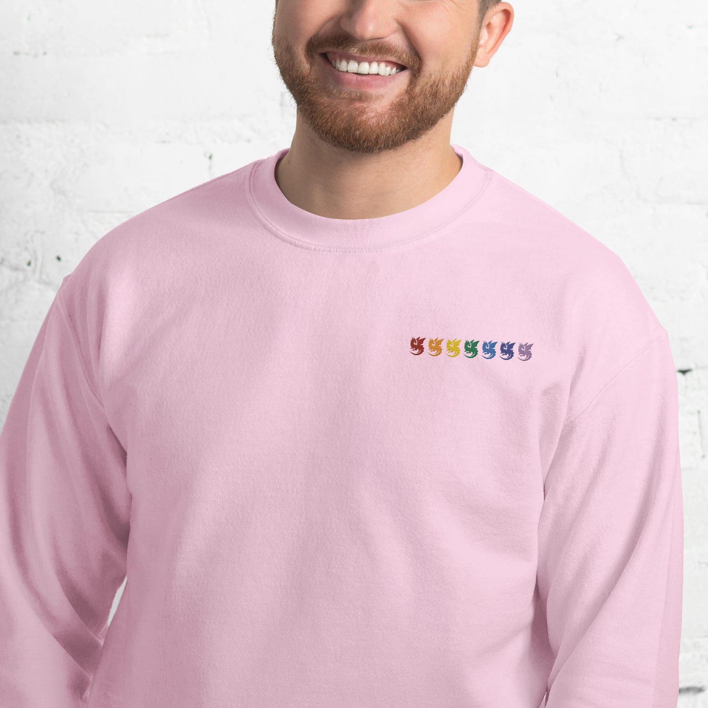 Rainbow Dragons Embroidered Unisex Sweatshirt